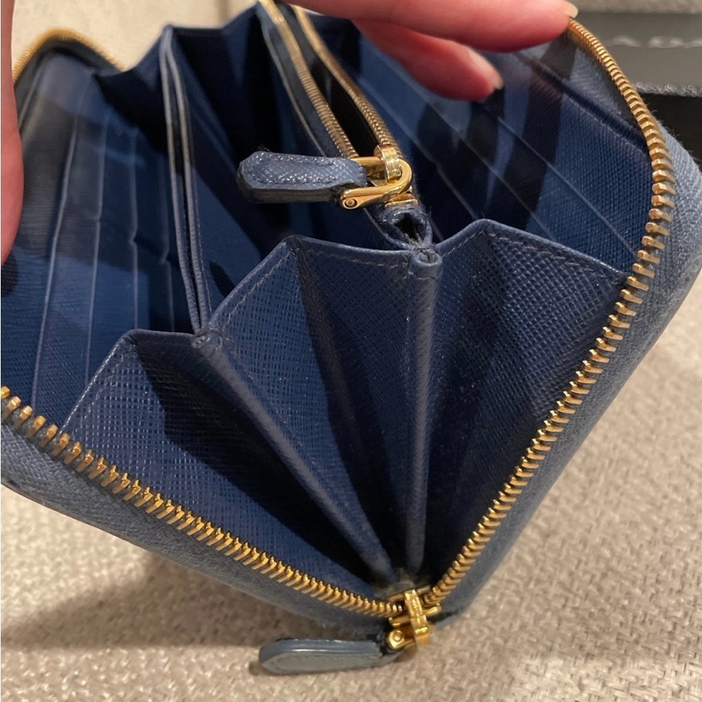 Prada bow Leather blue long wallet full zippy - Picture 11 of 12